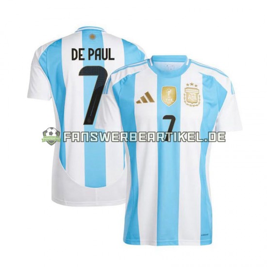 De Paul 7 Copa America Trikot Argentinien Herren Heimausrüstung 2024 Kurzarm