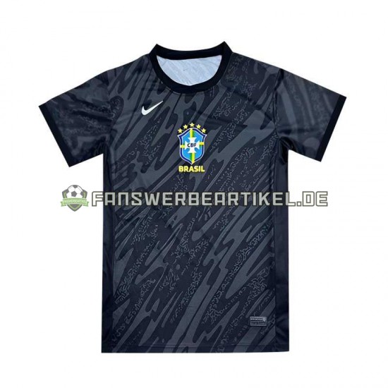 Copa America Torwart Trikot Brasilien Herren Auswärtsausrüstung Schwarz 2024 Kurzarm