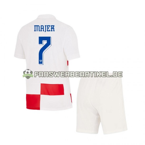 Lovro Majer 7 Trikot Kroatien Kinder Heimausrüstung Euro 2024 Kurzarm