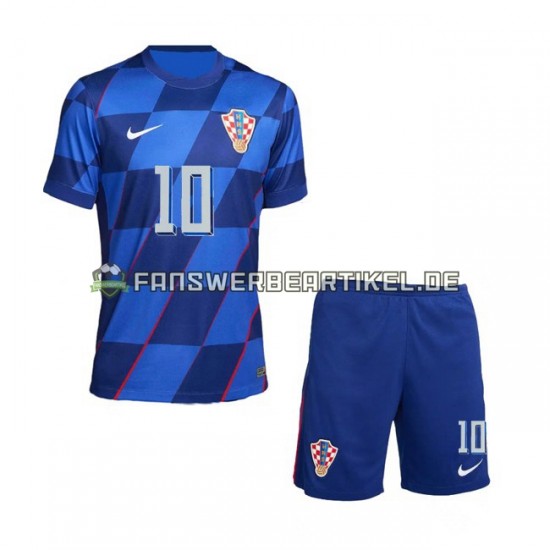 Luca Modric 10 Trikot Kroatien Kinder Auswärtsausrüstung Euro 2024 Kurzarm