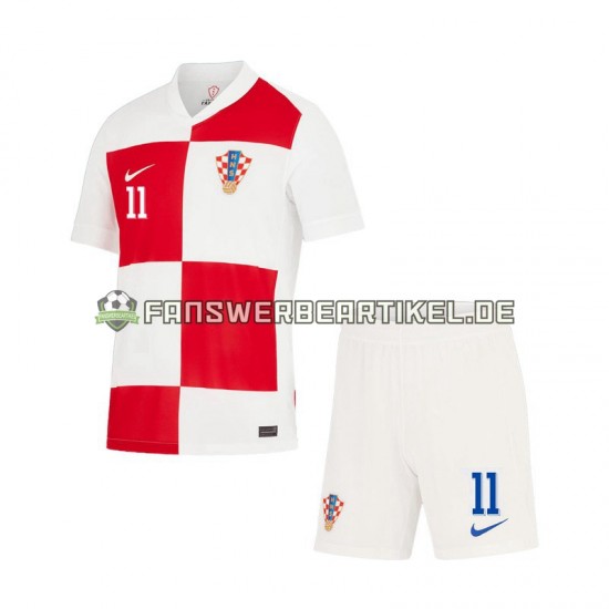 Marcelo Brozovic 11 Trikot Kroatien Kinder Heimausrüstung Euro 2024 Kurzarm