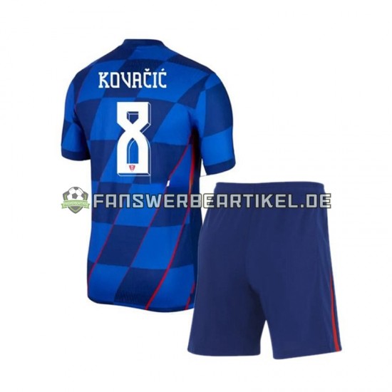 Mateo Kovacic 8 Trikot Kroatien Kinder Auswärtsausrüstung Euro 2024 Kurzarm