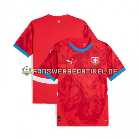 Trikot Tschechien Herren Heimausrüstung Rot Euro 2024 Kurzarm