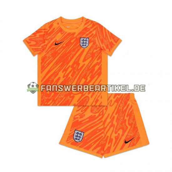 Torwart Trikot England Kinder Heimausrüstung Orange Euro 2024 Kurzarm