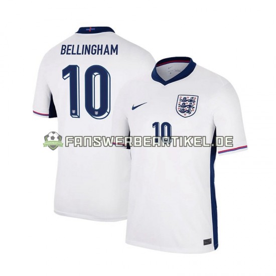 Jude Bellingham 10 Trikot England Herren Heimausrüstung Weiß Euro 2024 Kurzarm