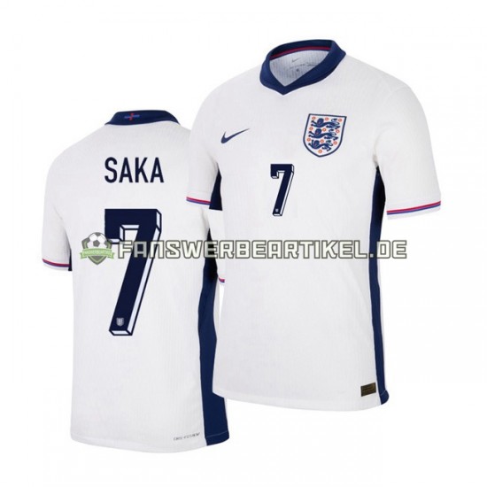 Saka 7 Trikot England Herren Heimausrüstung Weiß Euro 2024 Kurzarm