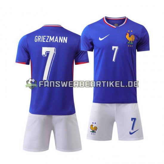 Antoine Griezmann 7 Trikot Frankreich Kinder Heimausrüstung Blau Euro 2024 Kurzarm