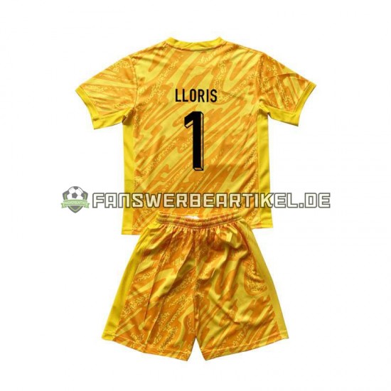 Hugo Lloris 1 Torwart Trikot Frankreich Kinder Heimausrüstung Gelb Euro 2024 Kurzarm