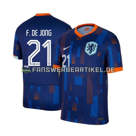 Frenkie de Jong 21 Trikot Niederlande Herren Auswärtsausrüstung Euro 2024 Kurzarm