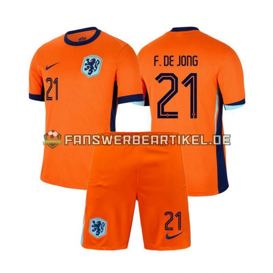 Frenkie de Jong 21 Trikot Niederlande Kinder Heimausrüstung Euro 2024 Kurzarm