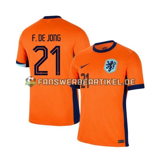 Frenkie de Jong 21 Trikot Niederlande Herren Heimausrüstung Euro 2024 Kurzarm