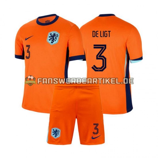 Matthijs de Ligt 3 Trikot Niederlande Kinder Heimausrüstung Euro 2024 Kurzarm