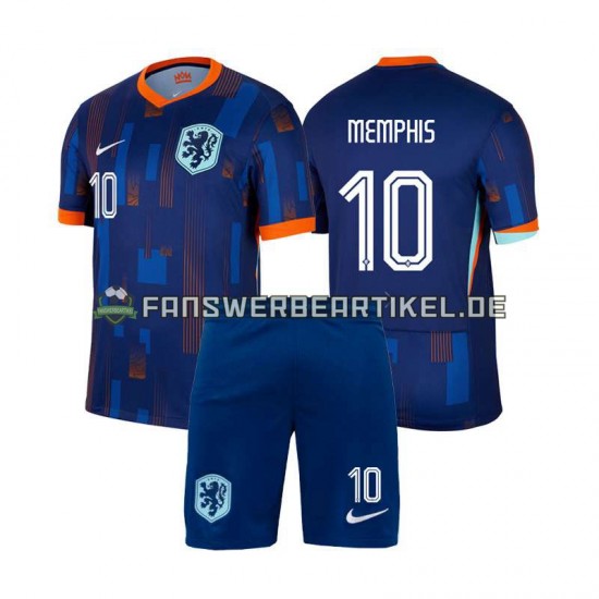 Memphis Depay 10 Trikot Niederlande Kinder Auswärtsausrüstung Euro 2024 Kurzarm