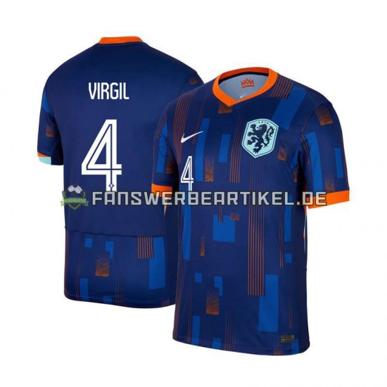 Virgil van Dijk 4 Trikot Niederlande Herren Auswärtsausrüstung Euro 2024 Kurzarm