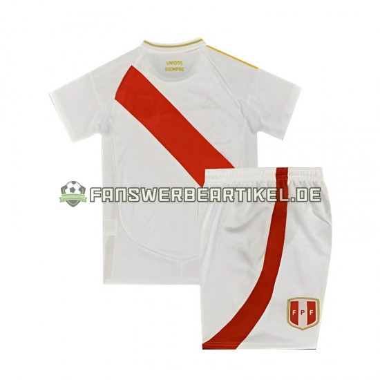 Copa America Trikot Peru Kinder Heimausrüstung Weiß 2024 Kurzarm