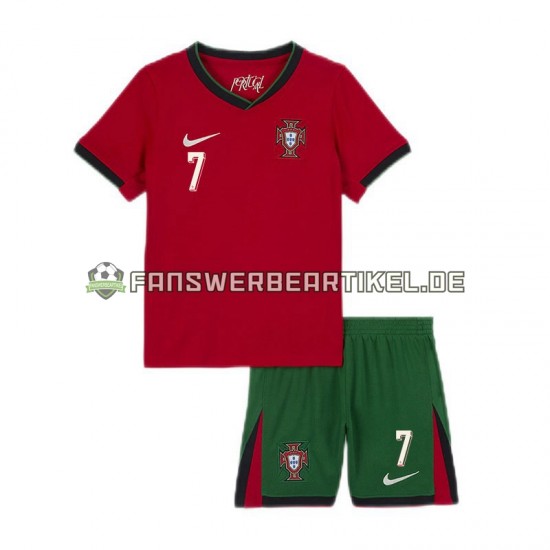 Cristiano Ronaldo 7 Trikot Portugal Kinder Heimausrüstung Euro 2024 Kurzarm