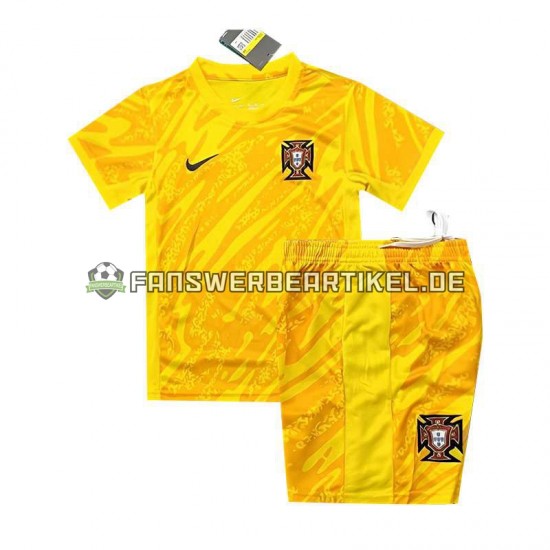 Torwart Trikot Portugal Kinder Heimausrüstung Gelb Euro 2024 Kurzarm