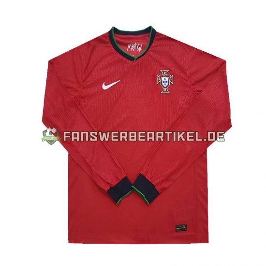 Trikot Portugal Herren Heimausrüstung Rot Euro 2024 Langarm