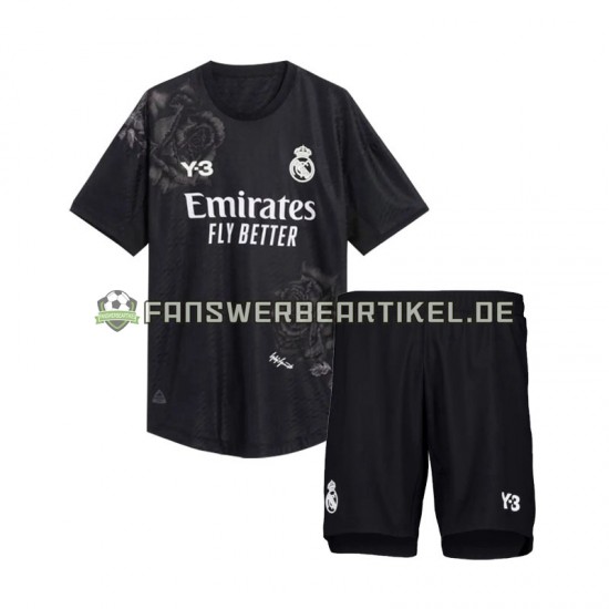 Y3 Torwart Trikot Real Madrid Kinder Viertes ausrüstung Schwarz 2023-2024 Kurzarm