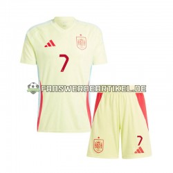 Alvaro Morata 7 Trikot Spanien Kinder Auswärtsausrüstung Euro 2024 Kurzarm