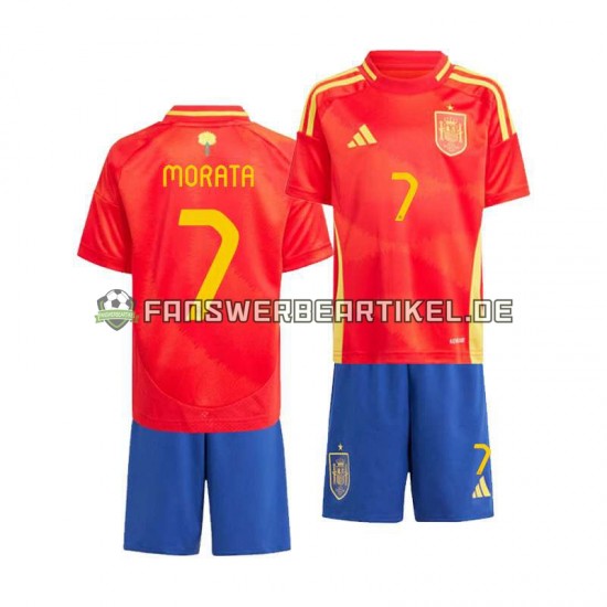 Alvaro Morata 7 Trikot Spanien Kinder Heimausrüstung Euro 2024 Kurzarm