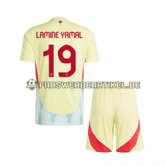 Lamine Yamal 19 Trikot Spanien Kinder Auswärtsausrüstung Euro 2024 Kurzarm