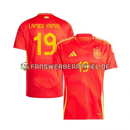 Lamine Yamal 19 Trikot Spanien Herren Heimausrüstung Euro 2024 Kurzarm