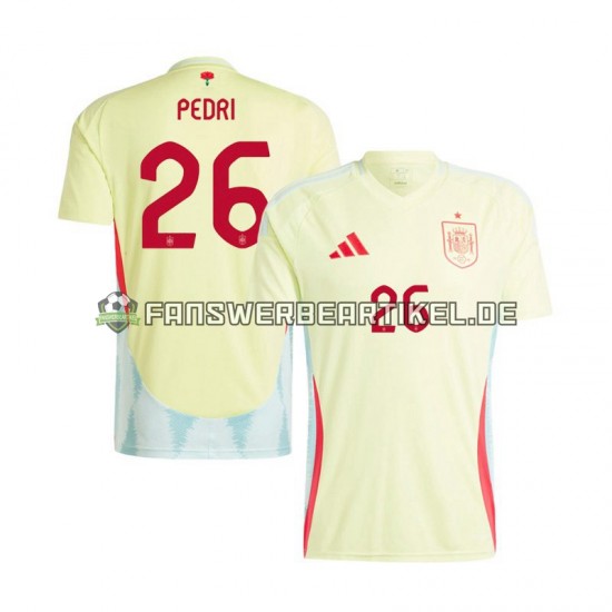 Pedri 26 Trikot Spanien Herren Auswärtsausrüstung Euro 2024 Kurzarm