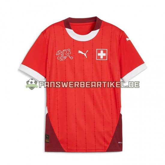 Trikot Schweiz Herren Heimausrüstung Rot Euro 2024 Kurzarm