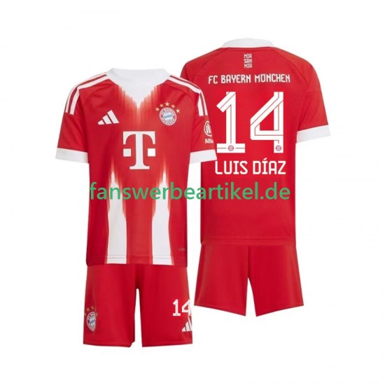 Luis Diaz 14 Trikot FC Bayern München Kinder Heimausrüstung 2025-2026 Kurzarm