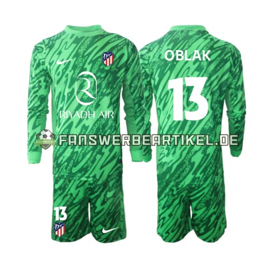 Jan Oblak 13 Torwart Trikot Atlético Madrid Kinder Auswärtsausrüstung 2024-2025 Langarm