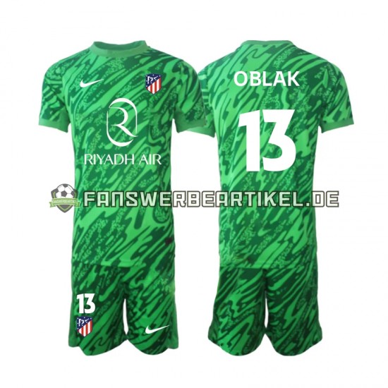 Jan Oblak 13 Torwart Trikot Atlético Madrid Kinder Auswärtsausrüstung 2024-2025 Kurzarm