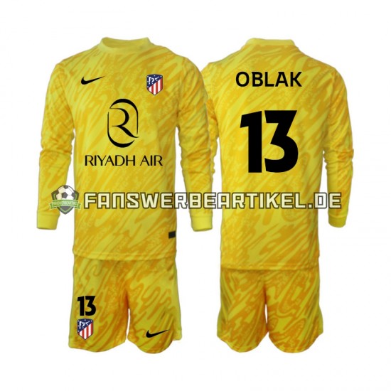 Jan Oblak 13 Torwart Trikot Atlético Madrid Kinder Ausweich ausrüstung 2024-2025 Langarm