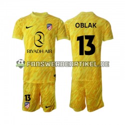 Jan Oblak 13 Torwart Trikot Atlético Madrid Kinder Ausweich ausrüstung 2024-2025 Kurzarm