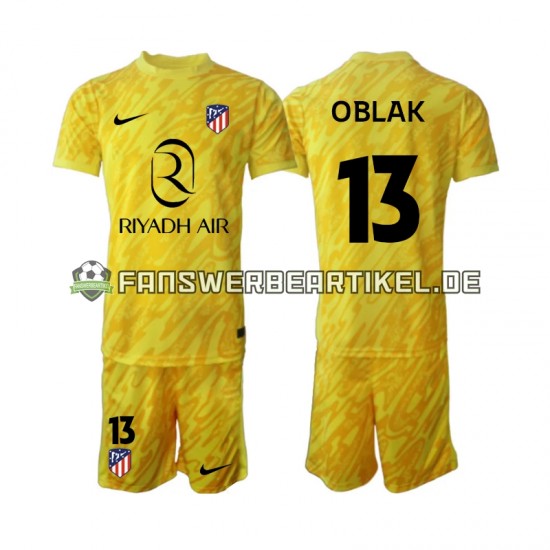 Jan Oblak 13 Torwart Trikot Atlético Madrid Kinder Ausweich ausrüstung 2024-2025 Kurzarm