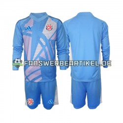 Torwart Trikot Costa Rica Kinder Heimausrüstung Blau 2024 Langarm