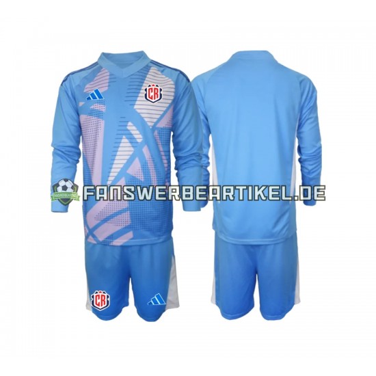 Torwart Trikot Costa Rica Kinder Heimausrüstung Blau 2024 Langarm