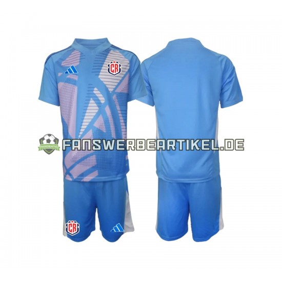 Torwart Trikot Costa Rica Kinder Heimausrüstung Blau 2024 Kurzarm