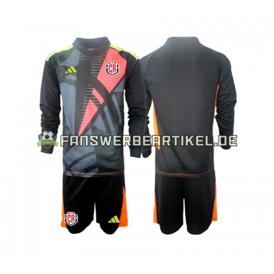 Torwart Trikot Costa Rica Kinder Ausweich ausrüstung Schwarz 2024 Langarm