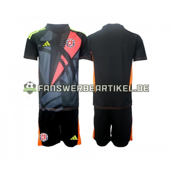 Torwart Trikot Costa Rica Kinder Ausweich ausrüstung Schwarz 2024 Kurzarm