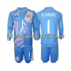 Keylor Navas 1 Torwart Trikot Costa Rica Kinder Heimausrüstung Blau 2024 Langarm