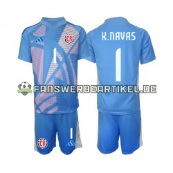 Keylor Navas 1 Torwart Trikot Costa Rica Kinder Heimausrüstung Blau 2024 Kurzarm