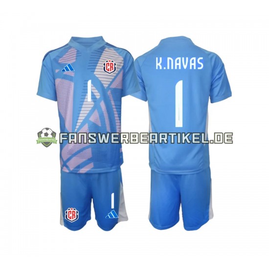 Keylor Navas 1 Torwart Trikot Costa Rica Kinder Heimausrüstung Blau 2024 Kurzarm