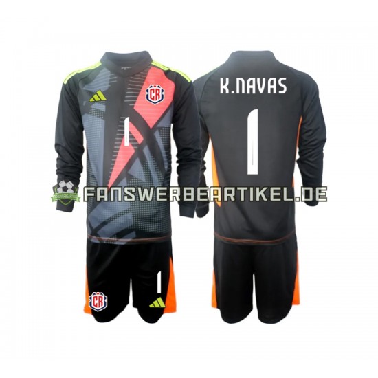 Keylor Navas 1 Torwart Trikot Costa Rica Kinder Ausweich ausrüstung Schwarz 2024 Langarm