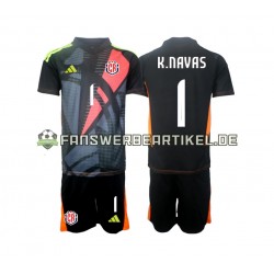 Keylor Navas 1 Torwart Trikot Costa Rica Kinder Ausweich ausrüstung Schwarz 2024 Kurzarm