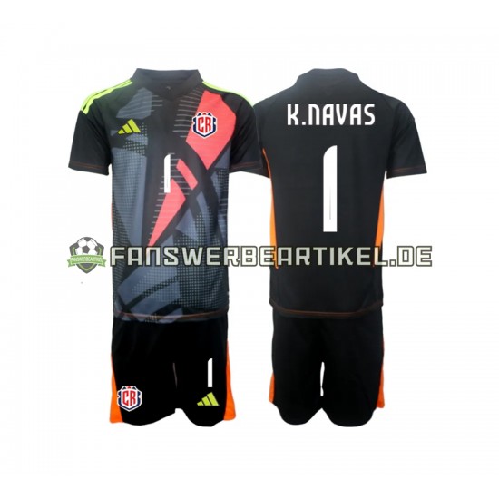 Keylor Navas 1 Torwart Trikot Costa Rica Kinder Ausweich ausrüstung Schwarz 2024 Kurzarm