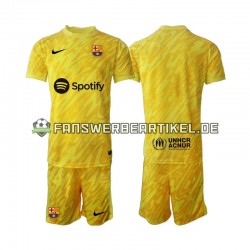 Torwart Trikot FC Barcelona Kinder Auswärtsausrüstung 2024-2025 Kurzarm