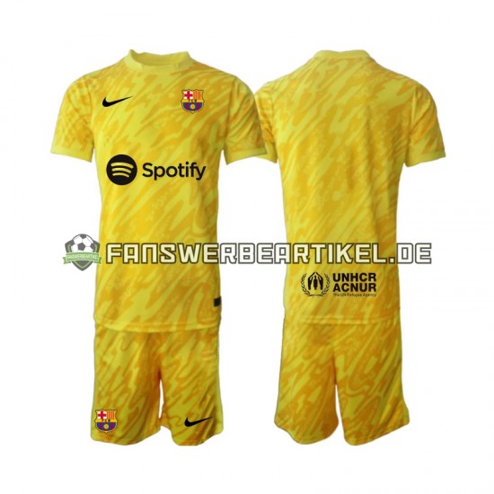 Torwart Trikot FC Barcelona Kinder Auswärtsausrüstung 2024-2025 Kurzarm