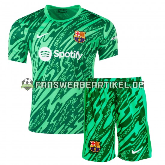 Torwart Trikot FC Barcelona Kinder Heimausrüstung Grün 2024-2025 Kurzarm