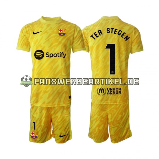 Ter Stegen 1 Torwart Trikot FC Barcelona Kinder Auswärtsausrüstung 2024-2025 Kurzarm